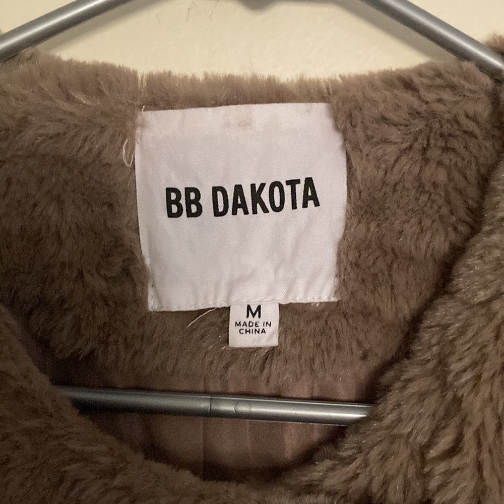 BB Dakota Brown Gray Faux Fur Swing Coat Vintage Teddy Winsford Jacket - Picture 7 of 12